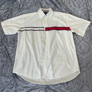 Tommy Hilfiger white red blue men’s large 6/6 great condition classy and sleek.